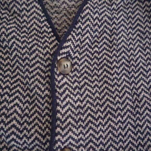 Vintage Old Glory Navy White 3D Knit Chevron 100% Cotton Button Vest Sweater M - Picture 11 of 11